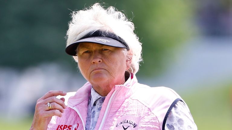 CLIFTON, NJ - MAY 12: Laura Davies of England on the 16th green during the second round of the LPGA Cognizant Founders Cup at Upper Montclair Country Club on May 12, 2023 in Clifton, New Jersey. (Photo by Rich Graessle/Icon Sportswire) (Icon Sportswire via AP Images) 