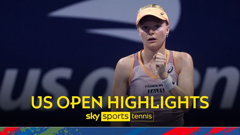 Harriet Dart of Great Britain reacts after winning a point against Chloe Paquet of France during their Women's Singles First Round match on Day One of the 2024 US Open at the USTA Billie Jean King National Tennis Center on August 26, 2024 in the Flushing neighborhood of the Queens borough of New York City