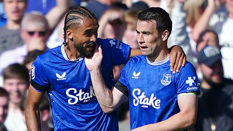 Everton's Dominic Calvert-Lewin (left) celebrates scoring their side's second goal of the game with team-mate Seamus Coleman