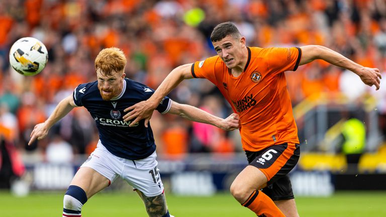 Dundee's Simon Murray and Dundee United's Ross Graham