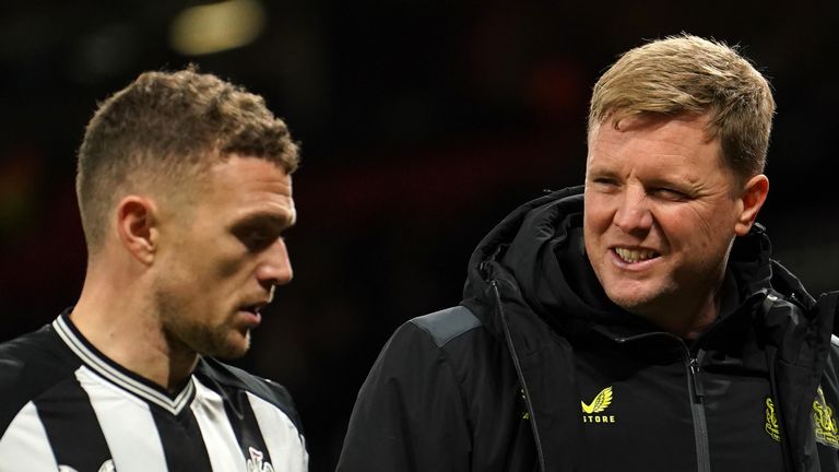 File photo dated 01-11-2023 of Newcastle United's Kieran Trippier and manager Eddie Howe. Newcastle boss Eddie Howe has allayed any fears that England defender Kieran Trippier picked up an injury during the club's end-of-season friendly with Tottenham in Australia. Issue date: Wednesday May 22, 2024.