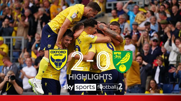 Highlights from the Championship clash between Oxford United and Norwich City.