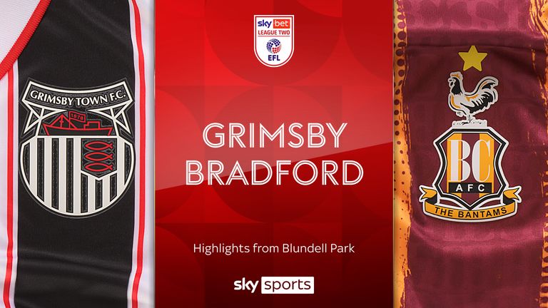 Watch highlights of the Sky Bet League Two match between Grimsby Town and Bradford City.