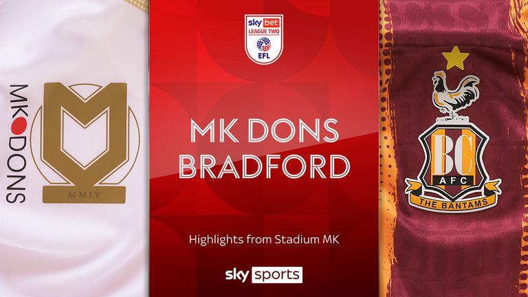 Highlights from the League Two clash between MK Dons and Bradford City.