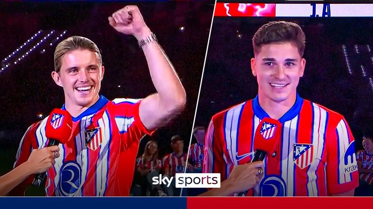 New signings Conor Gallagher and Julian Alvarez were introduced to the Atletico Madrid fans during a welcoming ceremony, after joining the club from Premier League sides Chelsea and Manchester City respectively.