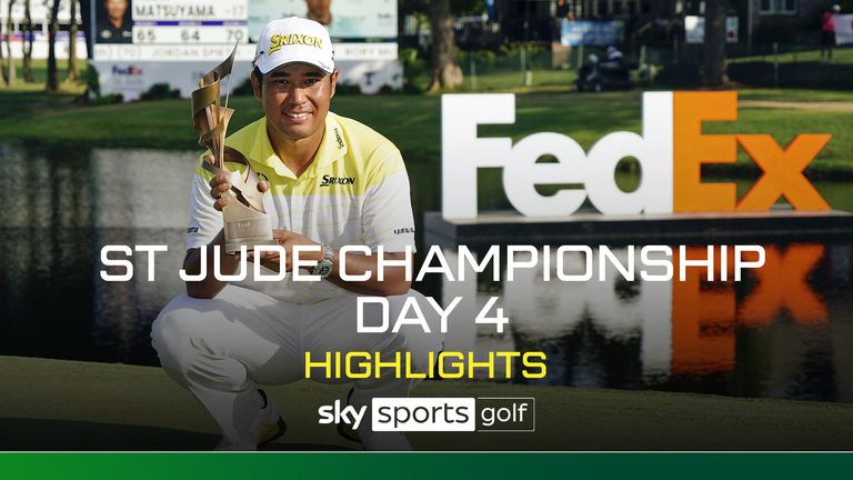 Hideki Matsuyama of Japan poses for a photo after winning the FedEx St. Jude Championship golf tournament at TPC Southwind in Memphis, Tennessee, on Aug. 18, 2024. (Kyodo via AP Images) ==Kyodo