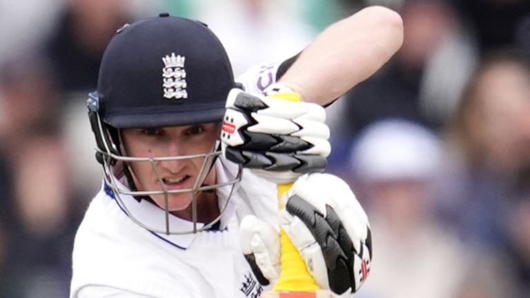 England v Sri Lanka - Rothesay Men's Test Match - First Test - Day Two - Emirates Old Trafford
England's Harry Brook strikes the ball for a boundary during day two of the First Rothesay Test match at the Emirates Old Trafford, Manchester. Picture date: Thursday August 22, 2024.