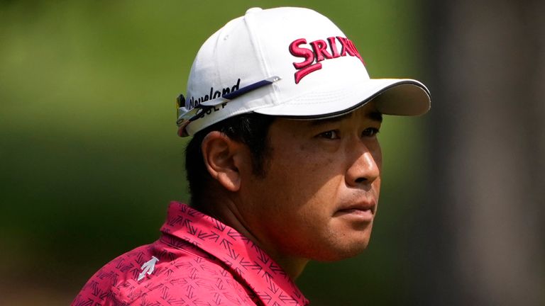 Hideki Matsuyama, of Japan, walks across the 14th green during the first round of the BMW Championship golf event at Castle Pines Golf Club, Thursday, Aug. 22, 2024, in Castle Rock, Colo. (AP Photo/Matt York) 