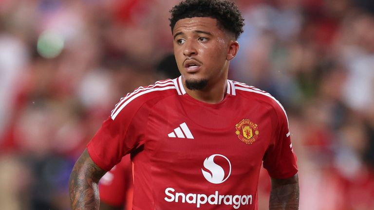 Jadon Sancho en acción durante el partido de la FC Series entre Manchester United y Liverpool en el estadio Williams-Brice de Columbia, Carolina del Sur (Greg Atkins/Cal Sport Media/AP Images)