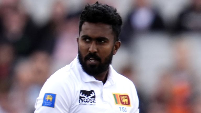 England v Sri Lanka - Rothesay Men's Test Match - First Test - Day Three - Emirates Old Trafford
England's Jamie Smith (right) as Sri Lanka's Asitha Fernando watches on during day three of the First Rothesay Test match at the Emirates Old Trafford, Manchester. Picture date: Friday August 23, 2024.