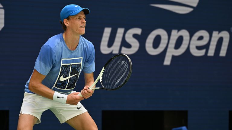 FLUSHING NY- AUGUST 22: Jannik Sinner is seen on the practice court at the USTA Billie Jean King National Tennis Center on August 22, 2024 in Flushing Queens. Credit: mpi04/Mediapunch /IPX