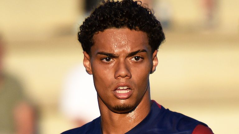 Ronaldinho's son Joao Mendes playing for the Barcelona youth team.