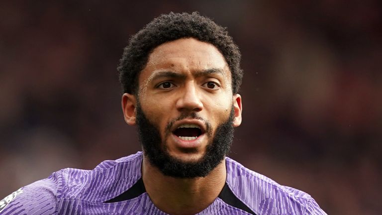 Liverpool's Joe Gomez during the Premier League match at The City Ground, Nottingham. Picture date: Saturday March 2, 2024.