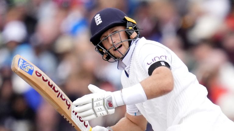 England v Sri Lanka - Rothesay Men's Test Match - First Test - Day Two - Emirates Old Trafford
England's Joe Root (left) attempts a run after hitting the ball during day two of the First Rothesay Test match at the Emirates Old Trafford, Manchester. Picture date: Thursday August 22, 2024.