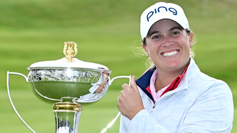 Lauren Coughlin celebrates her Women's Scottish Open win