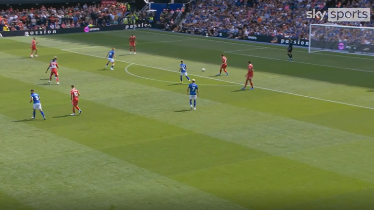 Andy Robertson cut inside Virgil van Dijk in the first half of Liverpool's game against Ipswich