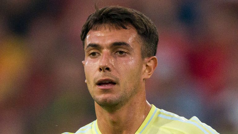 June 24, 2024, Dusseldorf, Germany: Martin Zubimendi of Spain takes a breath during the UEFA EURO 2024 group stage match between Albania and Spain at D....sseldorf Arena on June 24, 2024 in Dusseldorf, Germany. (Cal Sport Media via AP Images)