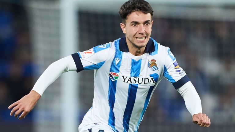 Martín Zobimendi en el partido de la Real Sociedad.