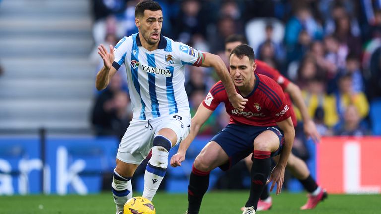 Merino in action for Real Sociedad against former club Osasuna