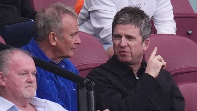 Noel Gallagher in the stands at the London Stadium to watch Man City's 3-1 win over West Ham