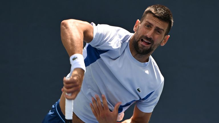 FLUSHING NY- AUGUST 22: Novak Djokovic is seen on the practice court at the USTA Billie Jean King National Tennis Center on August 22, 2024 in Flushing Queens. Credit: mpi04/Mediapunch /IPX