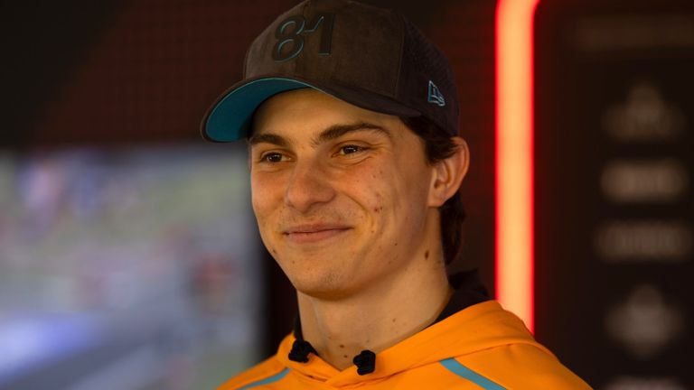 CIRCUIT ZANDVOORT, NETHERLANDS - AUGUST 22: Oscar Piastri, McLaren F1 Team, speaks to the media during the Dutch GP at Circuit Zandvoort on Thursday, August 22, 2024 in North Holland, Netherlands. (Photo by Alastair Staley/LAT Images)