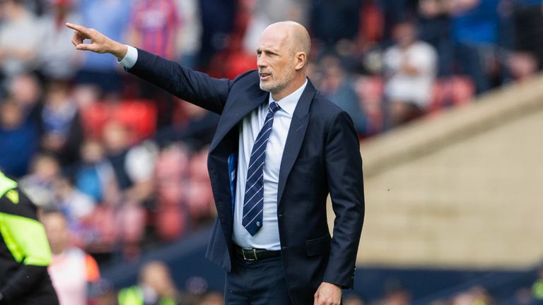 Rangers boss Philippe Clement watches on at Hampden