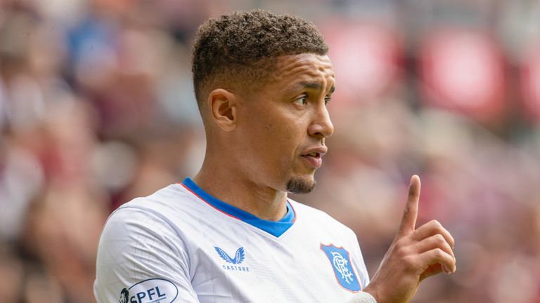 EDINBURGH, SCOTLAND - AUGUST 03: Rangers' James Tavernier during a William Hill Premiership match between Heart of Midlothian and Rangers at Tynecastle Park, on August 03, 2024, in Edinburgh, Scotland. (Photo by Alan Harvey / SNS Group)