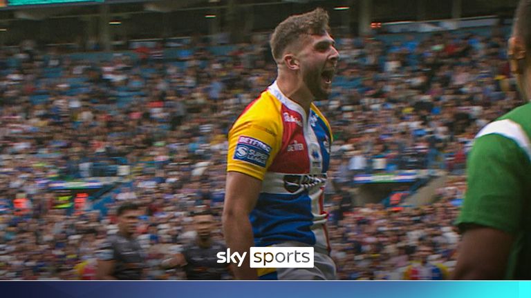 London Broncos full-back Josh Rourke goes over for the first try of Magic Weekend