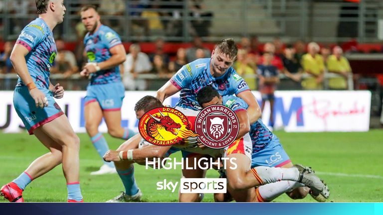 Highlights from the Betfred Super League clash between Catalans Dragons and Wigan Warriors.