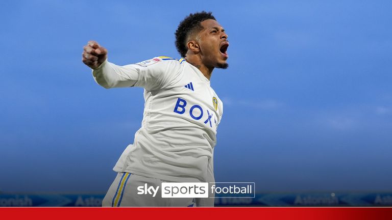 Leeds United&#39;s Georginio Rutter celebrates after scoring their side&#39;s third goal of the game during the Sky Bet Championship play-off semi-final second leg match at Elland Road, Leeds. Picture date: Thursday May 16, 2024.
