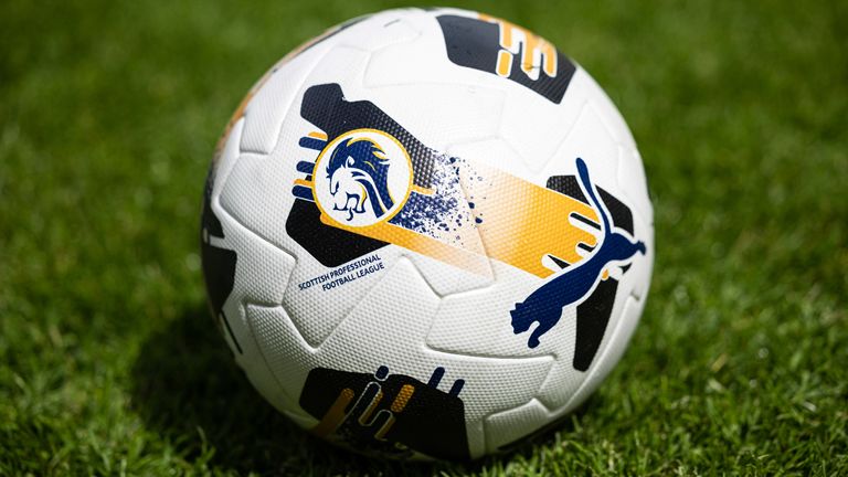 DUNFERMLINE, SCOTLAND - JULY 6: The pre-season friendly match between Dunfermline Athletic and St Mirren at KDM Group East Park on July 6, 2024 in Dunfermline, Scotland, SPFL Panoramic view of the match ball. (Photo by Ross Parker/SNS Group)