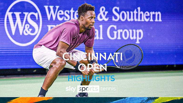 CINCINNATI, OH - AUGUST 15: Gael Monfils of France prepares to receive a serve in his match against Carlos Alcaraz of Spain during the second round of the Cincinnati Open at the Lindner Family Tennis Center on August 15, 2024 in Mason, OH. (Photo by Shelley Lipton/Icon Sportswire) (Icon Sportswire via AP Images)