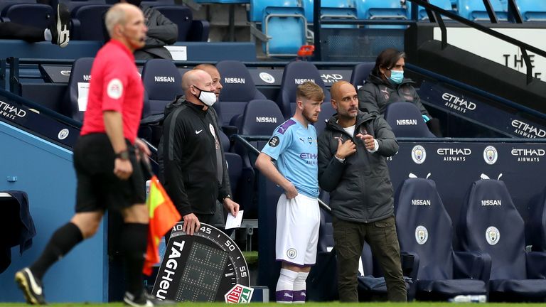 Tommy Doyle making his Premier League debut for Manchester City.