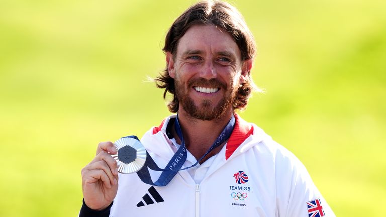 Great Britain's Tommy Fleetwood with his silver medal