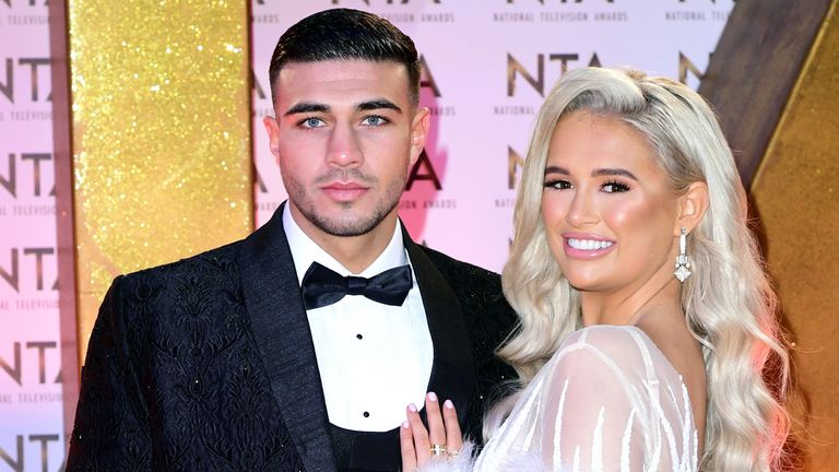 Tommy Fury (left) and Molly-Mae Hague during the National Television Awards at London's O2 Arena. PA Photo. Picture date: Tuesday January 28, 2020. See PA story SHOWBIZ NTA. Photo credit should read: Ian West/PA Wire