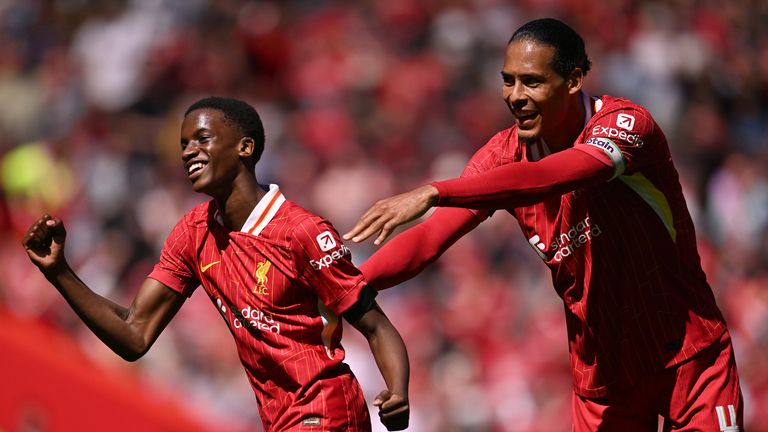 Seventeen-year-old Trey Nyoni scored in front of the Kop to make it 4-1