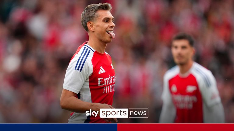 Arsenal's Leandro Trossard scores their side's second goal of the game during the pre-season friendly match at the Emirates Stadium, London. Picture date: Wednesday August 7, 2024.