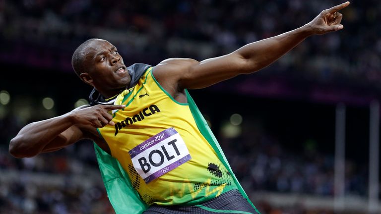 Jamaica's Usain Bolt reacts to his win in the men's 100-meter final t the 2012 Summer Olympics in London.(AP Photo/Anja Niedringhaus, File)