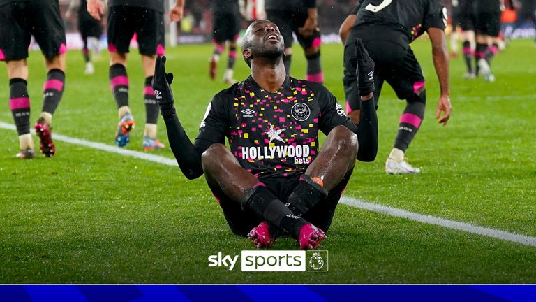 Brentford�s Yoane Wissa celebrates after scoring their sides second goal during the Premier League match at St Mary's Stadium, Southampton. Picture date: Wednesday March 15, 2023.
