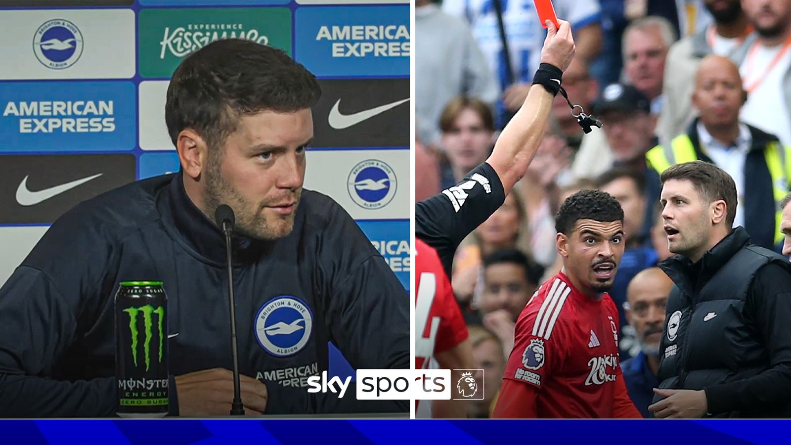 Brighton head coach Fabian Hurzeler accepts fine for red card 'It's a