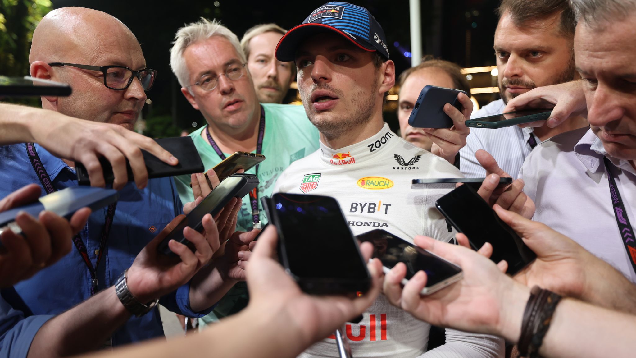 Max Verstappen stages protest at Singapore GP over 'ridiculous' FIA swearing punishment | F1 News | Sky Sports