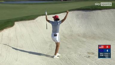 Team USA go five up with five to play as Lee holes out from bunker!