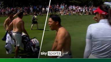 Lee holes out for eagle as caddies celebrate shirtless! | Drama at the Solheim Cup