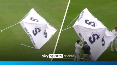 Watch out! Bizarre moment where GAZEBO halts cricket match 