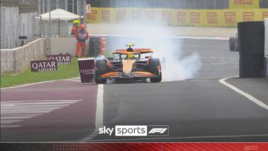 Norris pulls off Leclerc undercut despite clipping bollard on way to pits!