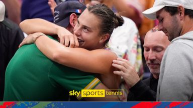 Sabalenka shares emotional celebration with her team after winning US Open!