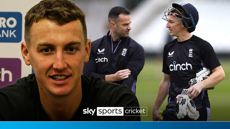 England&#39;s Harry Brook (right) during a nets session at Trent Bridge, Nottingham. Picture date: Wednesday September 18, 2024.