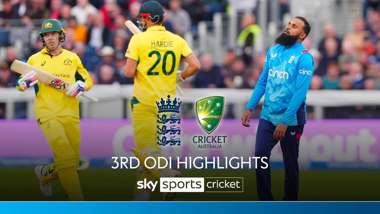 England's Adil Rashid (right) reacts during the third one day international match at the Seat Unique Riverside, Chester-le-Street, County Durham