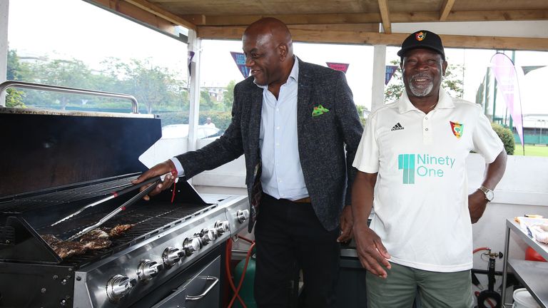 Ainsley Harriot busy on the BBQ